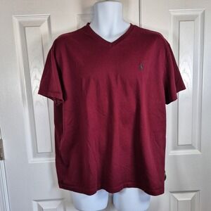 Polo Ralph‎ Lauren burgundy red short sleeve v-neck tee shirt men's large